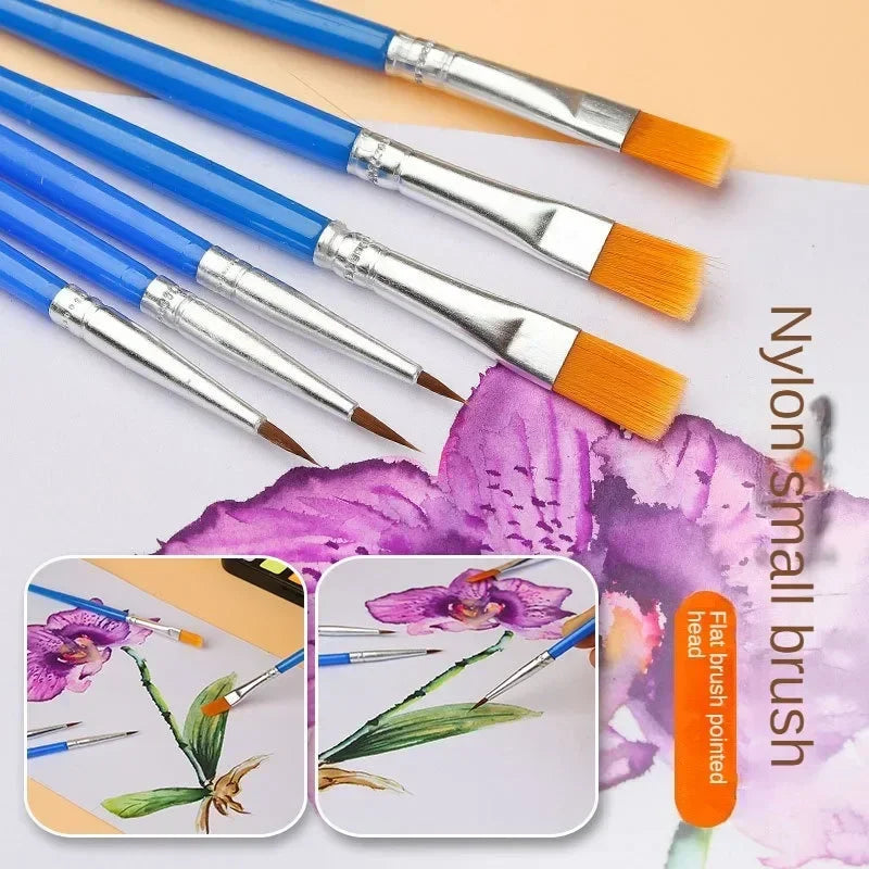 Set of 10/20/30/40/50 Multi-Size Art Paint Brushes - Nylon Round & Flat Tips
