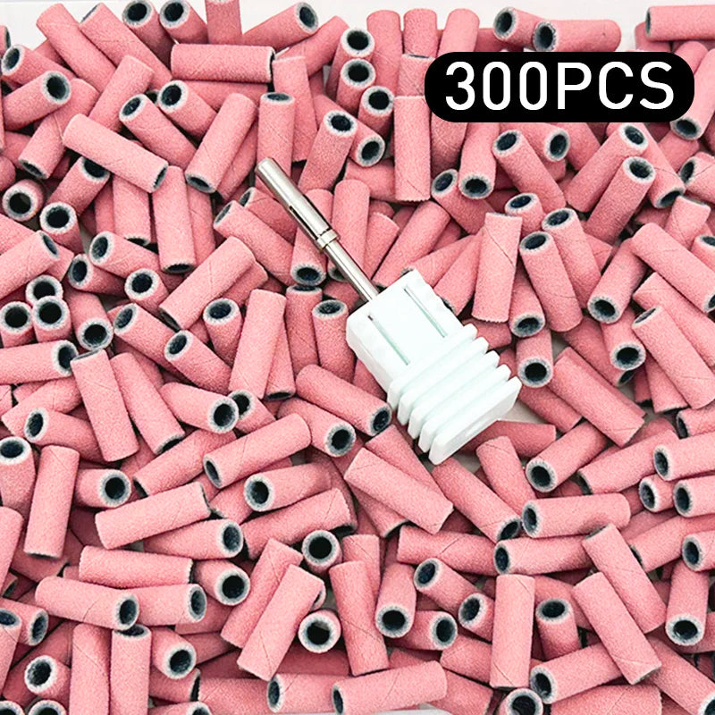 300PCS Nail Sanding Bands Set with Mandrel - 3MM Grit for Nail Drill