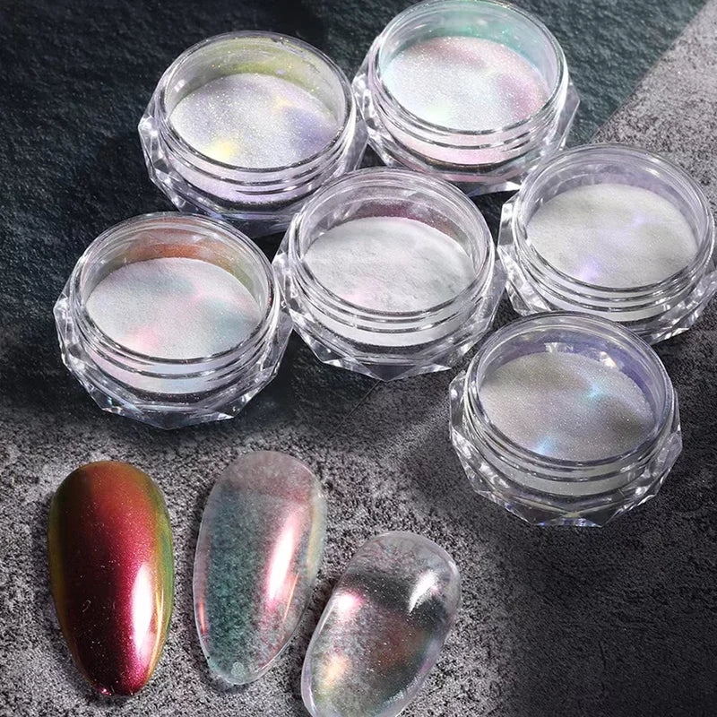 Holographic Mirror Nail Powder Glitter Dust - Mermaid Effect, Long-Lasting, Easy to Apply