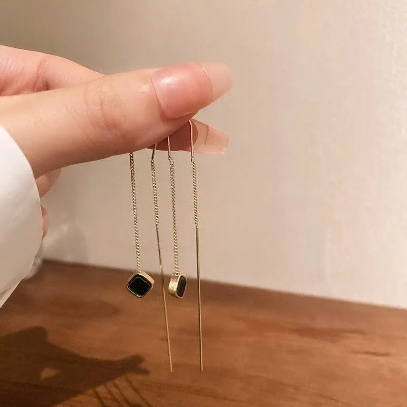 Simple Geometric Square Drop Earrings for Women Gold & Bronze Color Party Jewelry