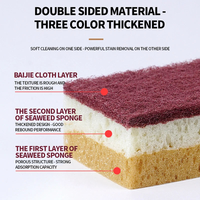 High Density Sponge Cleaning Cloth for Dishwashing and Kitchen Use – Non-Greasy, Multi-Color