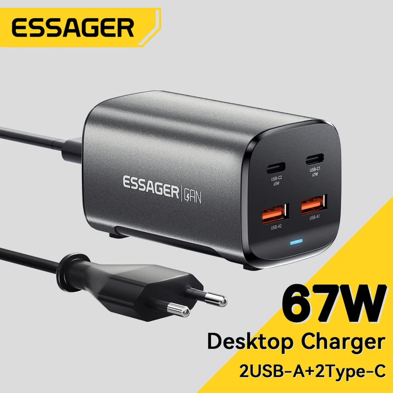 67W USB C GaN Charger Fast Charging for MacBook, Samsung, iPhone, Laptop