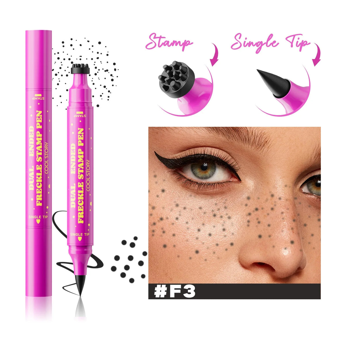 Double-Head Freckle Pen and Eyeliner Spot Stamp - Waterproof & Natural Finish