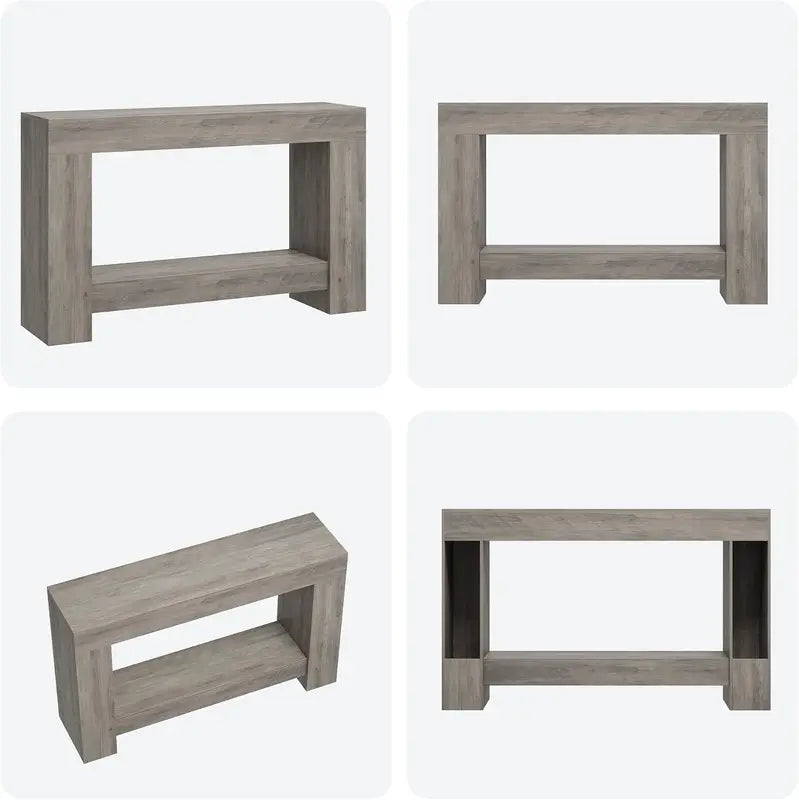 Farmhouse 47-Inch Wooden Console Table with Open Storage for Entryway, Living Room & Hallway
