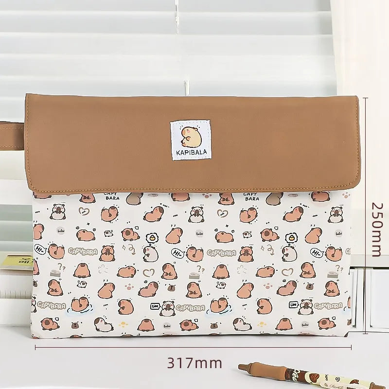 Large Capacity Student File Bag Stationery Organizer with Zipper & Double Layers