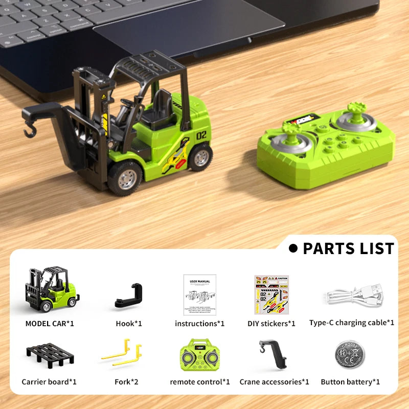1:64 Scale Remote Control Forklift with Lights & Sound - Kids Toy & Gift