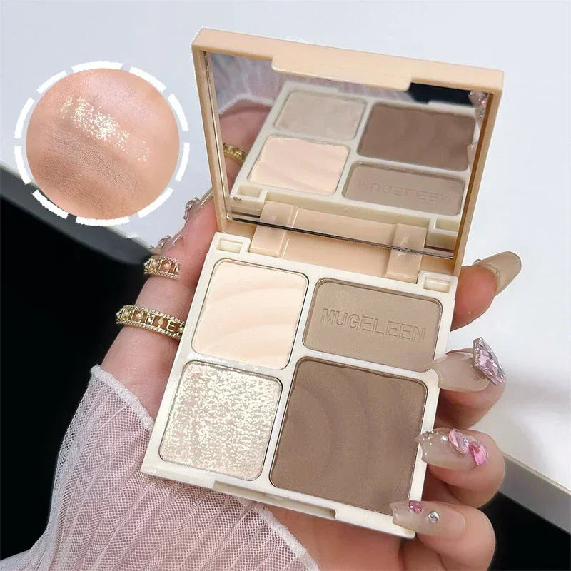 Multicolor Face Highlighter Palette Natural Matte Glitter Powder for Contouring & Brightening