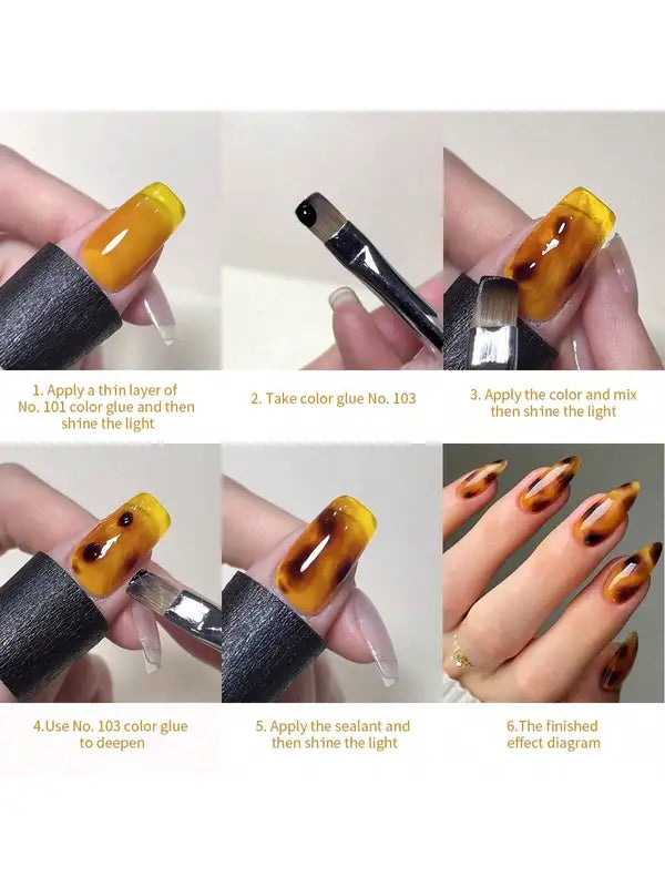 2-Pack 15ml Dual-Color Nail Gel Set Brown & Yellow - Nail Art Kit