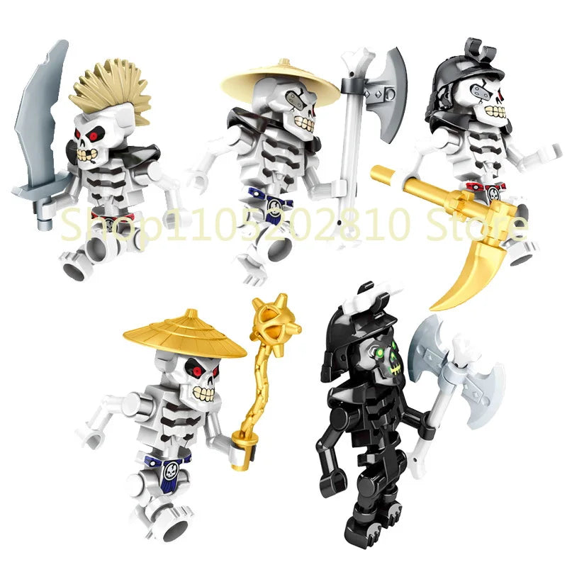 Colorful Skeleton Knight Building Blocks Set – Halloween Skull Mini Toy Gift for Creative Kids