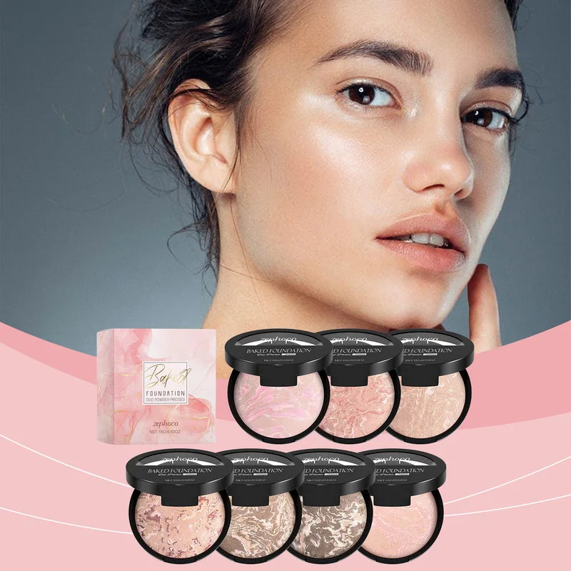 Matte Powder Foundation with Long-Lasting Oil Control & Brightening Finish
