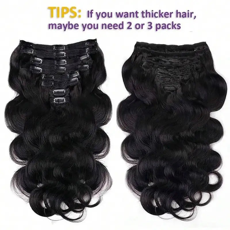 Clip In Body Wave Hair Extensions - Unprocessed Human Hair, 16-22 Inches, 120g