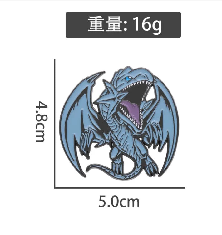 Anime Yu-Gi-Oh Blue-Eyes White Dragon Brooch Enamel Pin - Game Badge Jewelry Gift