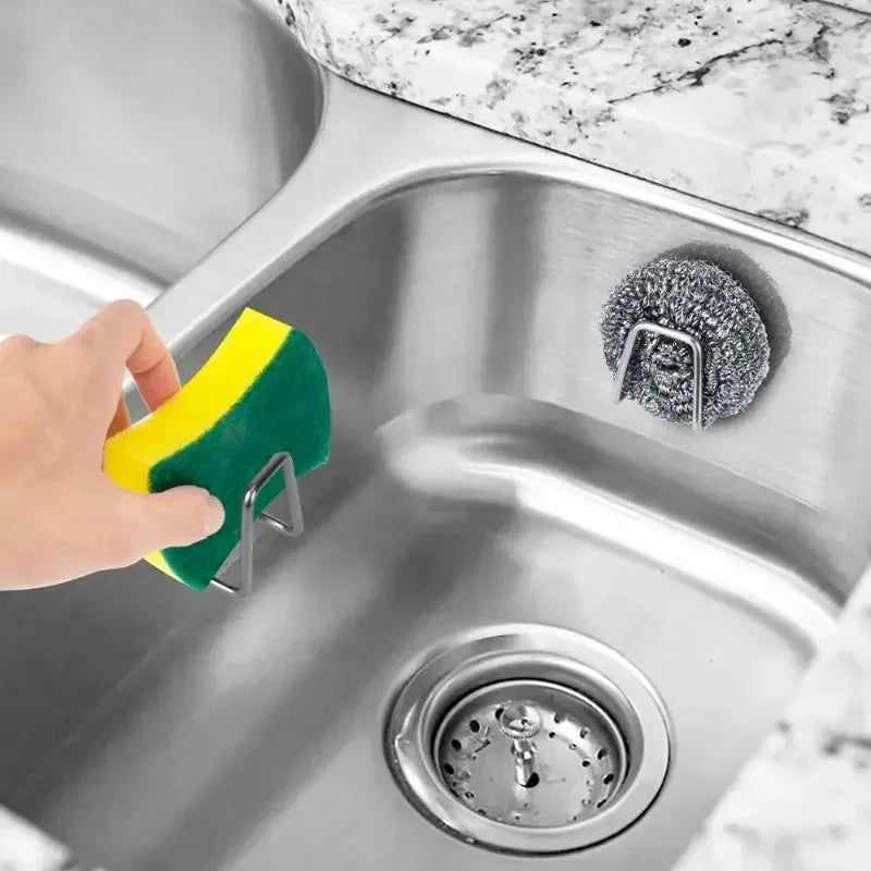 Stainless Steel Sink Sponge Holder with Adhesive Kitchen Organizer