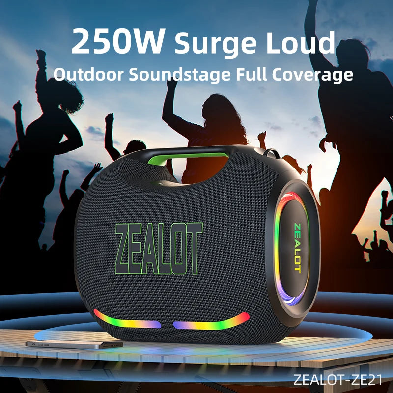250W Waterproof Portable Bluetooth Subwoofer Speaker with Wireless TWS HiFi Sound