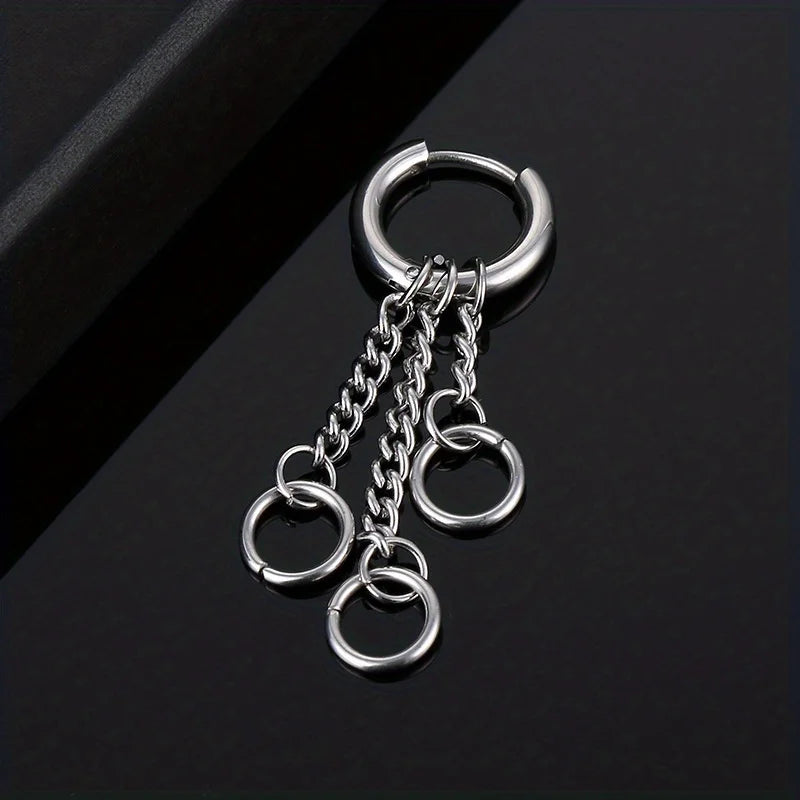 Simple Cross Feather Tassel Earrings for Women Men - Stainless Steel Jewelry