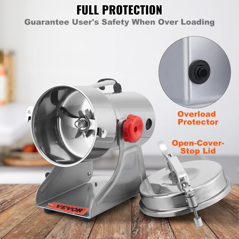 Electric Grain & Spice Grinder 1500W Commercial Swing Mill for Herbs, Grains, Spices