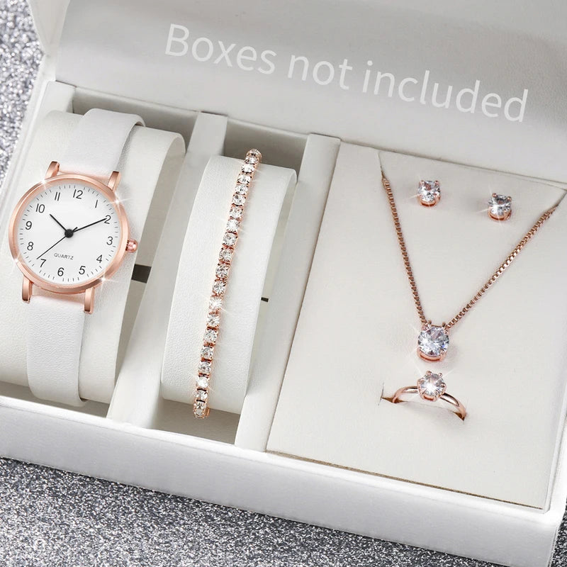 Fashion Women's Quartz Watch with Leather Strap and Diamond Accents - Multiple Colors