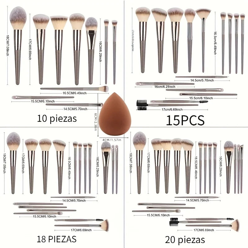 Professional Makeup Brush Set 3-20 Pcs - Cosmetic Tools for Face & Eyes