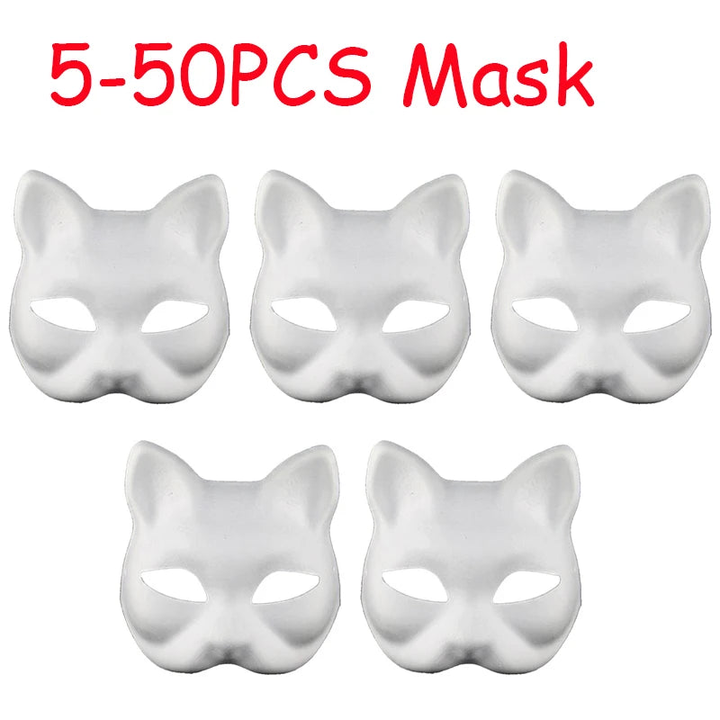 Unpainted Paper Masks Set for Halloween, Masquerade & Costume Parties
