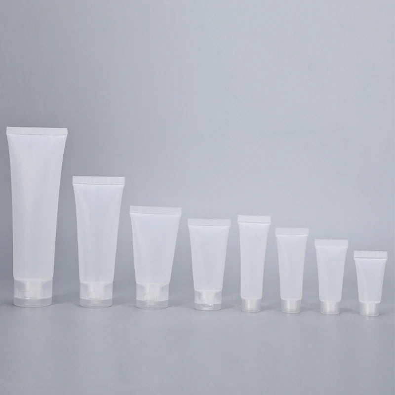 10Pcs Refillable Plastic Travel Squeeze Tubes with Flip & Screw Lids