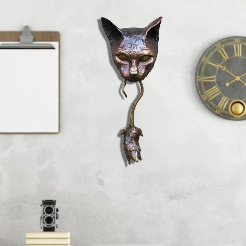 Halloween Cat and Mouse Resin Wall Sculpture for Door Garden Decor