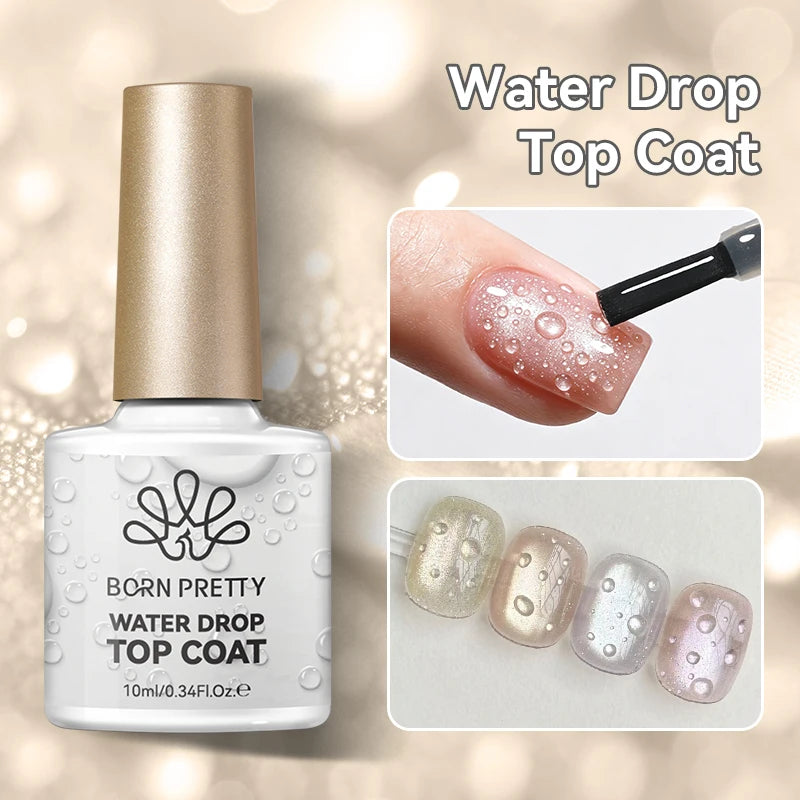 10ml Water Drop Top Coat Clear Nail Art Gel Polish for 3D Manicure & Crystals
