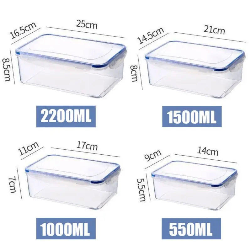 Sealed Rectangular Refrigerator Storage Box with Lid - Stackable Food Containers