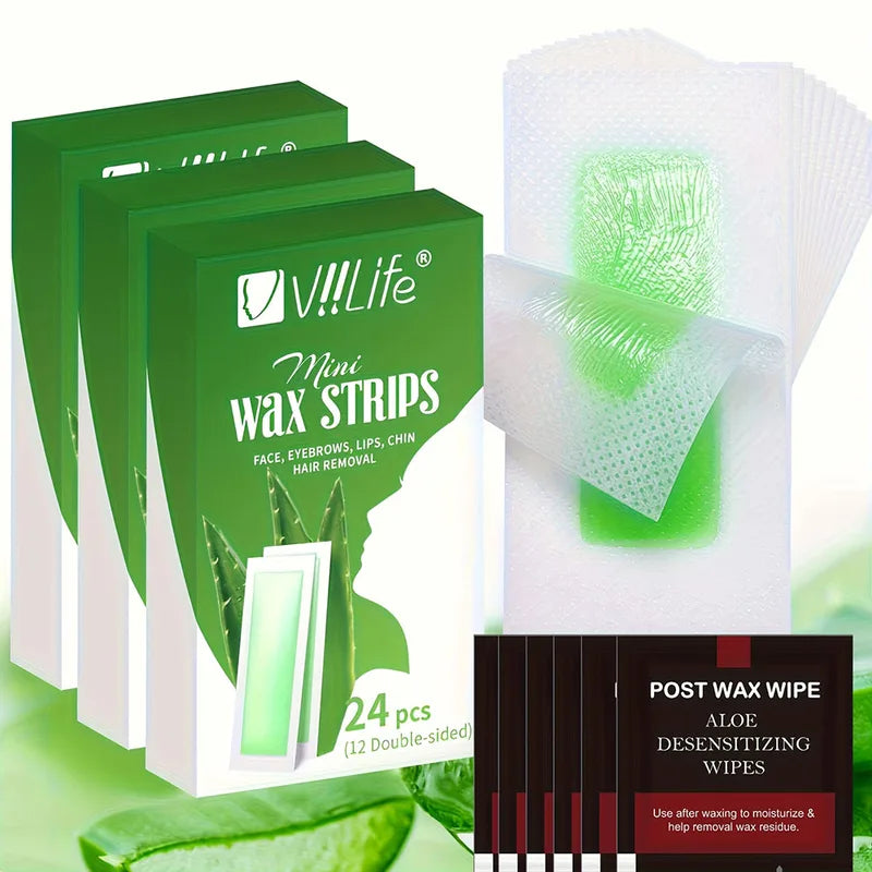 Viilife Facial Wax Strips Kit - Painless Hair Removal for All Skin Types
