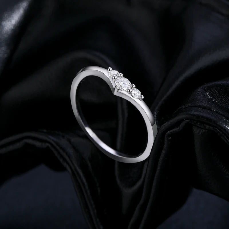 Simple Eternity Moissanite Ring 925 Silver Thin Wedding Band for Women