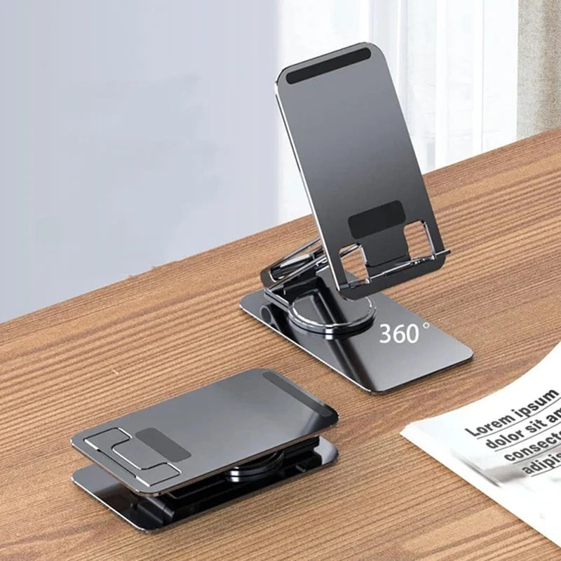 Universal Phone Stand with 360° Rotation and Non-Slip Metal Base for Smartphones