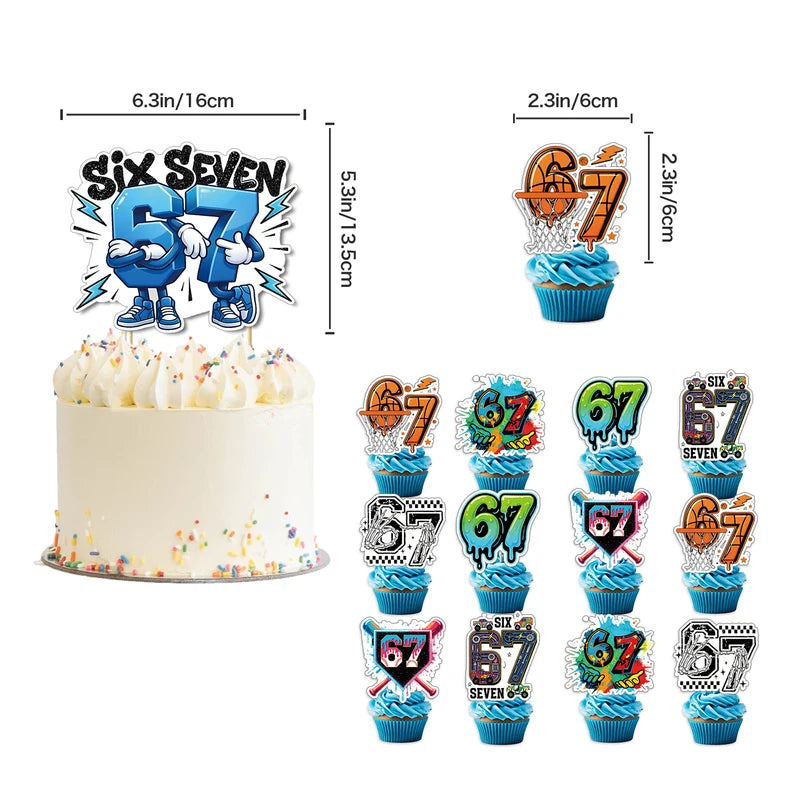 67 Meme Themed Party Decorations Set with Banner Cake Topper Balloons