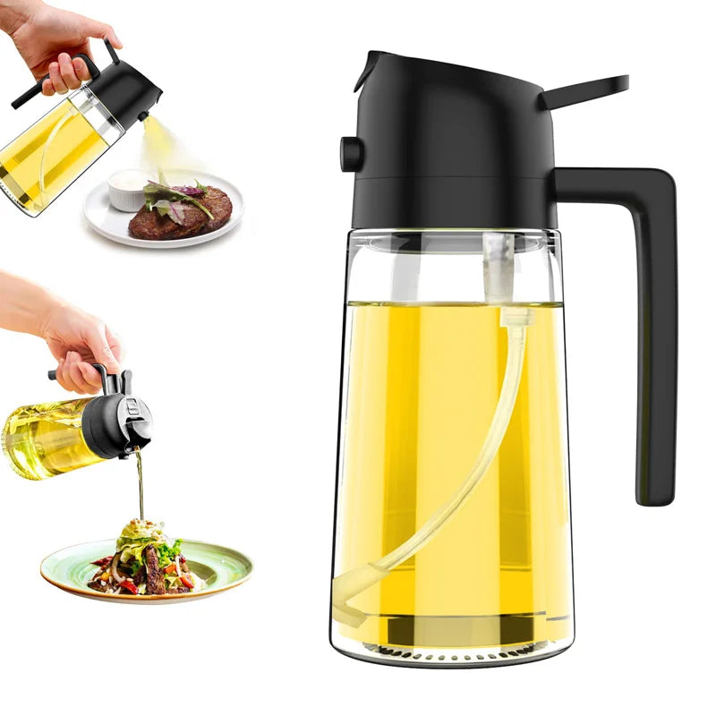 Dual-Function Oil Spray Bottle for Cooking and Baking, 500ml, Leak-Proof Kitchen Dispenser