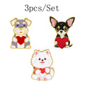 3-Pack Heart Dogs Enamel Pin Badges for Backpack and Clothing - Pet Lover Gift