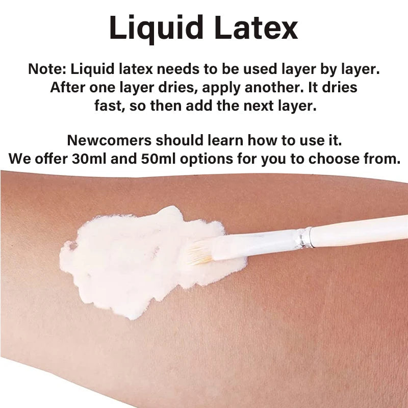 Liquid Latex Kit for SFX Makeup Scars Wounds Prosthetics Halloween 30ml+50ml