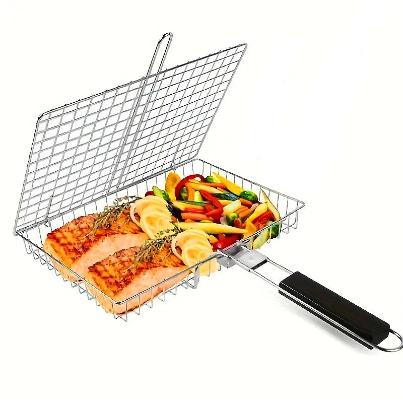 Stainless Steel Grill Basket for Outdoor Barbecue & Campfire Cooking