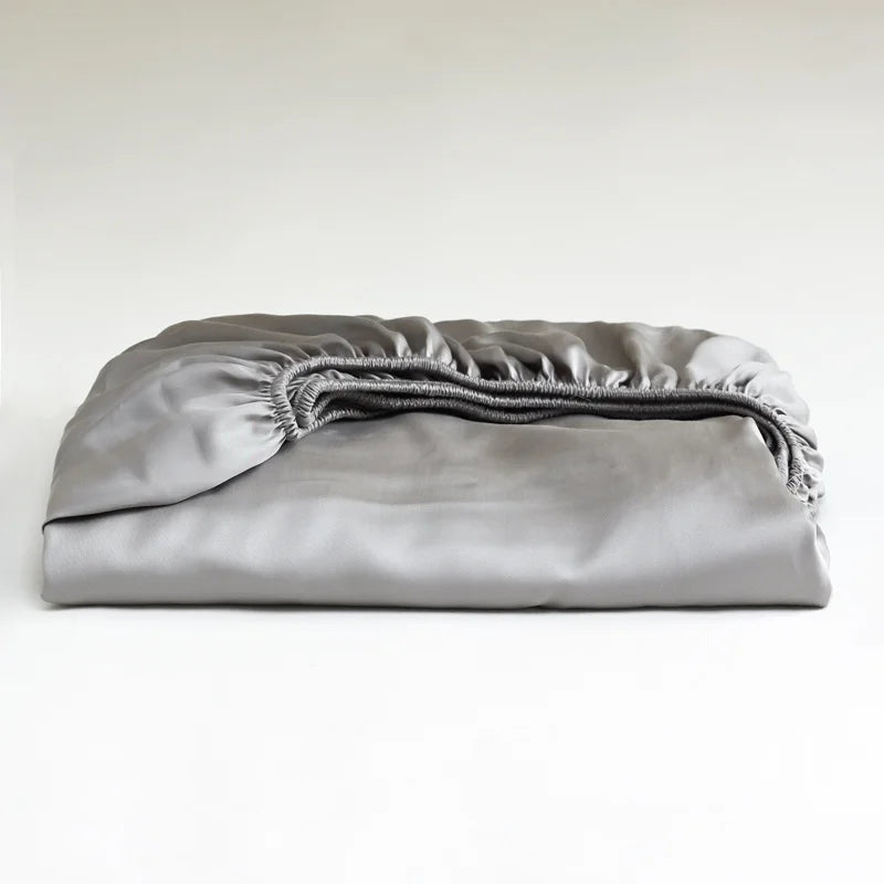 Luxury Natural Silk Fitted Sheet with Elastic Bed Cover Non-Slip Mattress Cover