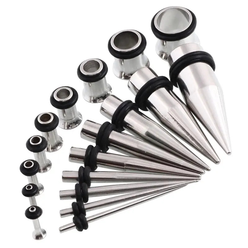 Stainless Steel Ear Stretching Taper Tunnel Starter Kit 36 Pieces 14G-00G