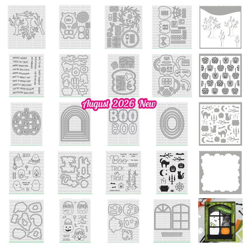 Halloween Clear Stamps and Metal Cutting Dies 25PCS Pumpkin Ghost Owl Tree DIY Craft Set