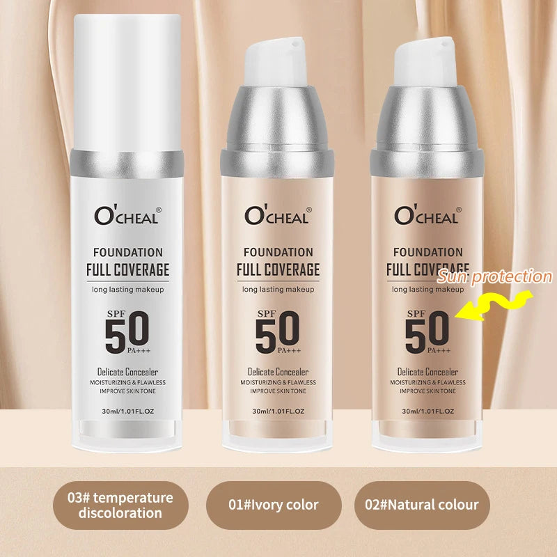 Waterproof Color Changing Foundation with Full Coverage Concealer and Brightening CC Cream for Flawless Skin