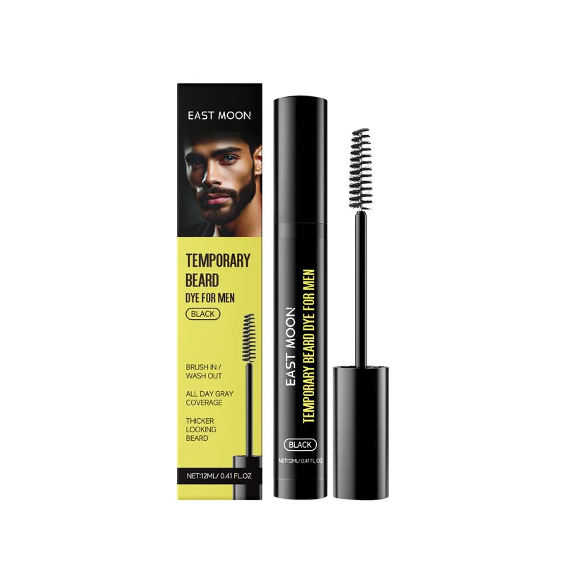 Men's Beard & Eyebrow Dye Kit Natural Black Long Lasting No Fade Moisturizing Formula