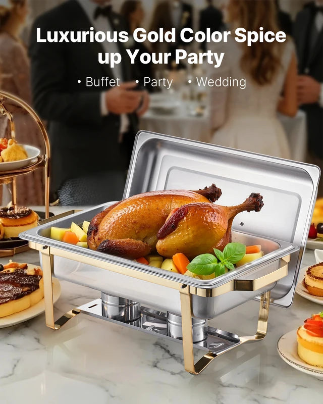 8 Qt Commercial Stainless Steel Chafing Dish Buffet Set with Pans - Food Warmer and Server