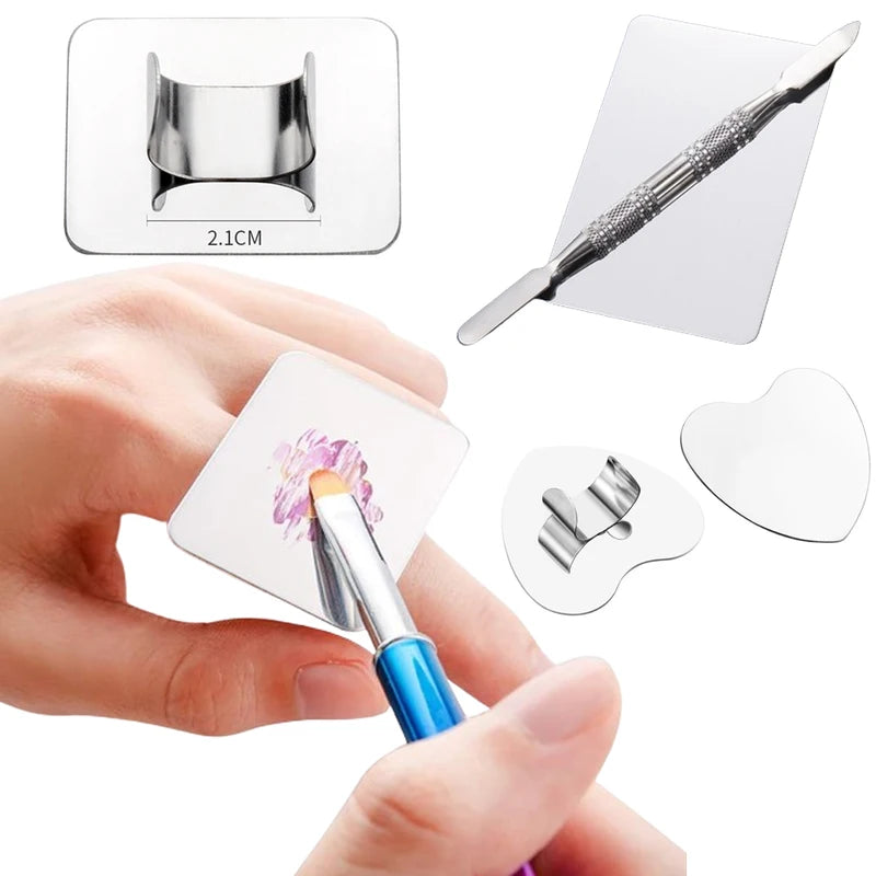 Heart Shape Nail Art Palette Ring with Spatula for Manicure & Makeup