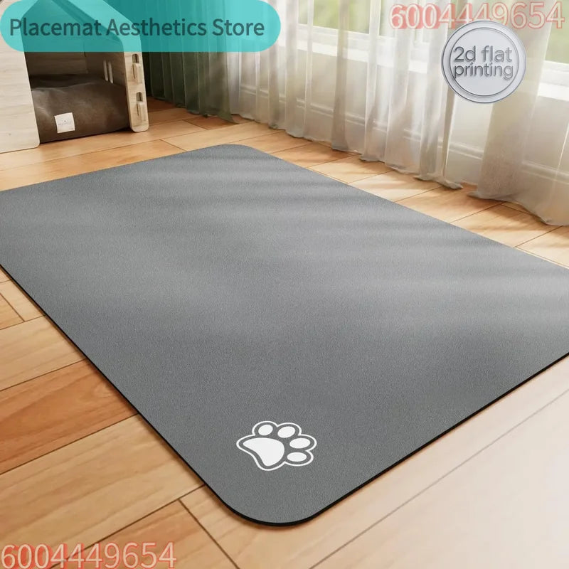 Absorbent Pet Feeding Mat with Waterproof Rubber Backing for Dogs & Cats