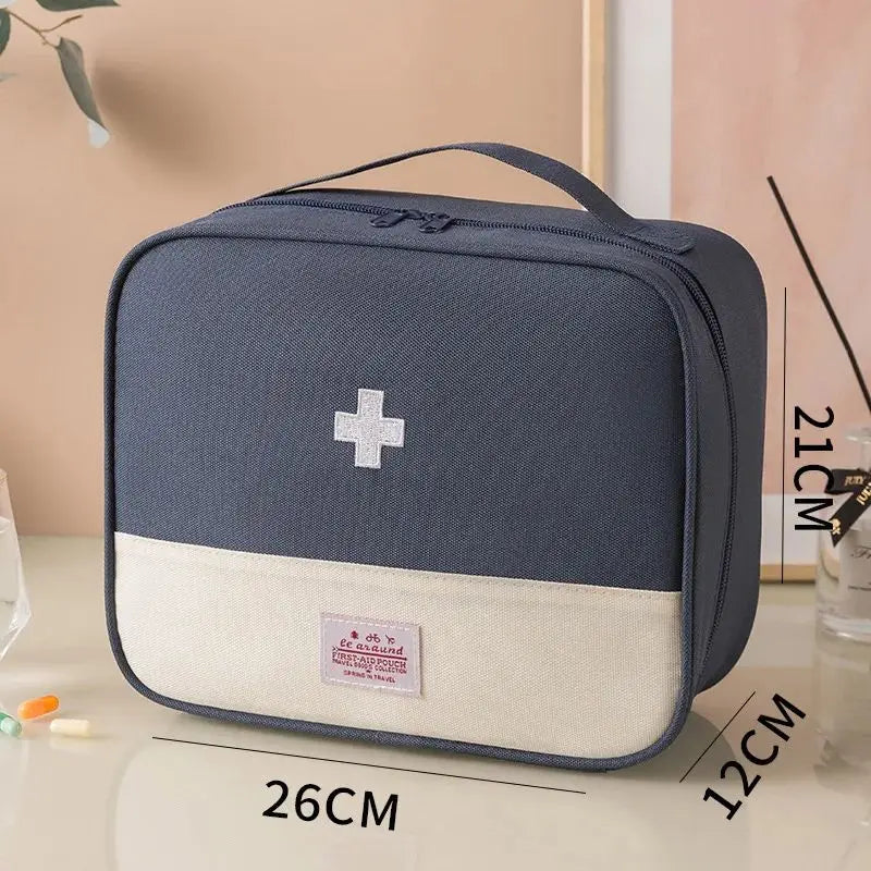 Large Capacity Portable Medicine Bag with Multiple Compartments for Travel and Home Storage