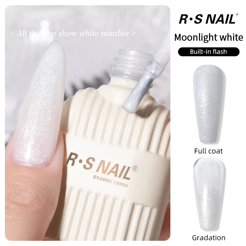 Milky White Glitter Gel Nail Polish - Sparkling UV LED Varnish for Summer