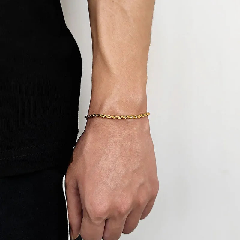 Stainless Steel Chain Bracelet for Men & Women 6MM Twisted Rope Jewelry