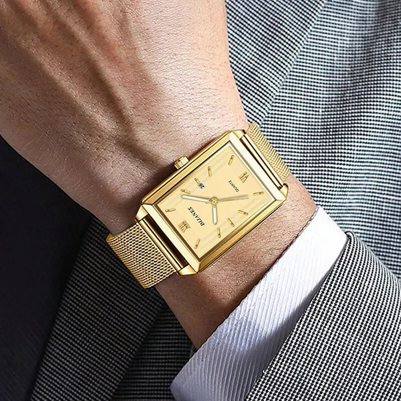 Men's Luxury Ultra-Thin Quartz Sports Watch with Stainless Steel Mesh Band