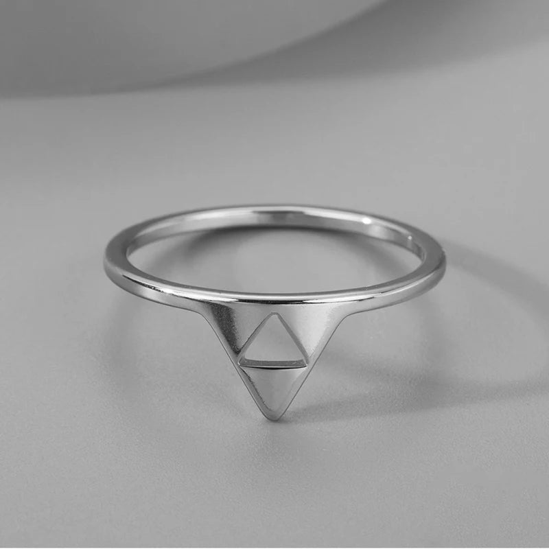 Vintage Stainless Steel Triforce Symbol Finger Ring for Men - Triangle Jewelry Gift