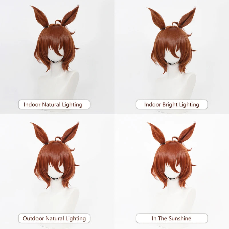 Anime Cosplay Wig Short Brown Synthetic Heat-Resistant Hair for Role-Play & Parties