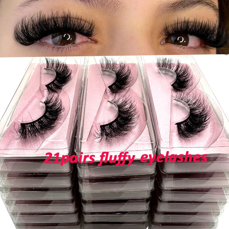 21 Pairs 3D Mink False Eyelashes Fluffy Dramatic Makeup Lashes - Cruelty-Free